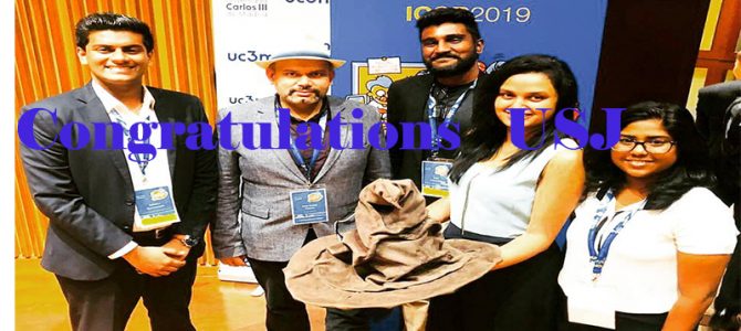 USJ Won the IST prize at the ICSR 2019 USJ Won the IST prize at the ICSR 2019